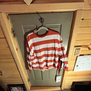 Pacsun Red and White Striped Long Sleeve